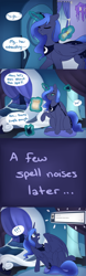 Size: 1280x4088 | Tagged: safe, artist:honiibree, princess luna, alicorn, pony, alternate universe, ask, ask-moonlitlullaby, comic, female, mare, slit eyes, solo, startled, tumblr