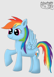 Size: 1200x1700 | Tagged: safe, artist:adinator99, rainbow dash, pegasus, pony, blue coat, female, mare, multicolored mane, simple background, solo, white background, wings