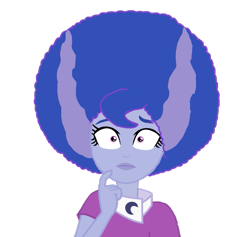 Size: 919x870 | Tagged: safe, artist:bigpurplemuppet99, artist:luckreza8, edit, princess luna, vice principal luna, equestria girls, afro, edited vector, lunafro, simple background, solo, transparent background, wrong eye color