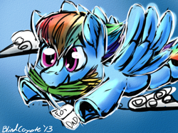 Size: 1600x1200 | Tagged: safe, artist:blindcoyote, rainbow blaze, rainbow dash, pegasus, pony, flying, solo