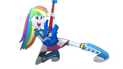 Size: 853x480 | Tagged: safe, artist:rundevilrun007, derpibooru import, rainbow dash, equestria girls, guitar, simple background, solo, transparent background, vector