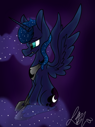 Size: 2400x3200 | Tagged: safe, artist:ponycrown, princess luna, alicorn, pony, ethereal mane, high res, sitting, solo, starry mane