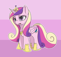 Size: 750x703 | Tagged: safe, artist:treekickerdraws, princess cadance, alicorn, pony, abstract background, female, hoof shoes, mare, open mouth, peytral, regalia, solo