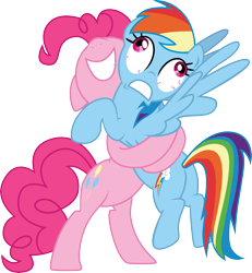 Size: 6500x7047 | Tagged: safe, artist:groxy-cyber-soul, derpibooru import, pinkie pie, rainbow dash, earth pony, pegasus, pony, absurd resolution, female, hug, lesbian, pinkiedash, plot, shipping, simple background, transparent background, vector