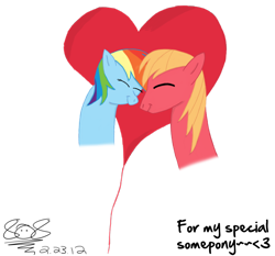 Size: 900x840 | Tagged: safe, artist:aruigus808, derpibooru import, big macintosh, rainbow dash, earth pony, pegasus, pony, heart, male, rainbowmac, shipping, stallion, straight