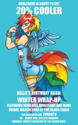 Size: 500x800 | Tagged: safe, artist:victorially, rainbow dash, 20% cooler, advertisement, burlesque, clothes, corset, humanized, poster, tailed humanization