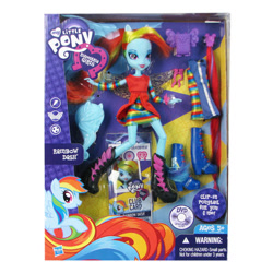 Size: 500x500 | Tagged: safe, rainbow dash, pegasus, pony, equestria girls, blue coat, doll, female, mare, multicolored mane