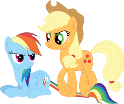 Size: 3572x2995 | Tagged: safe, artist:porygon2z, derpibooru import, applejack, rainbow dash, earth pony, pegasus, pony, fall weather friends, simple background, transparent background, vector