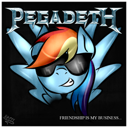 Size: 1028x1028 | Tagged: safe, artist:ep-777, rainbow dash, pegasus, pony, album cover, megadeth, metal, parody, ponified, ponified album cover, solo, sunglasses