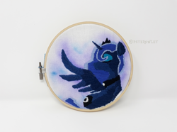 Size: 1500x1115 | Tagged: safe, artist:hipsterowlet, princess luna, alicorn, pony, embroidery, irl, photo, solo, traditional art