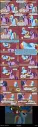 Size: 992x3260 | Tagged: safe, artist:skipsy, rainbow dash, twilight sparkle, pegasus, pony, comic:dawn of a new day, blushing, comic, female, golden oaks library, lesbian, library, magic, shipping, twidash