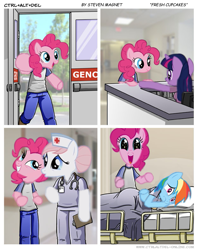 Size: 625x790 | Tagged: safe, artist:tim buckley, derpibooru import, edit, nurse redheart, pinkie pie, rainbow dash, twilight sparkle, earth pony, pegasus, pony, comic, ctrl+alt+del, implied cannibalism, loss (meme)