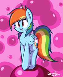 Size: 1869x2293 | Tagged: safe, artist:sheandog, derpibooru import, rainbow dash, pegasus, pony, cute, dashabetes, female, grin, mare, smiling, solo