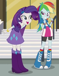 Size: 390x500 | Tagged: safe, derpibooru import, screencap, rainbow dash, rarity, equestria girls, rainbow rocks, cropped