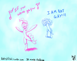 Size: 1280x1024 | Tagged: safe, artist:mau, derpibooru import, pinkie pie, rainbow dash, earth pony, pegasus, pony, avenue q, bipedal, if you were gay, lyrics, parody, quote