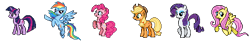 Size: 480x80 | Tagged: safe, artist:kevfin, derpibooru import, applejack, fluttershy, pinkie pie, rainbow dash, rarity, twilight sparkle, earth pony, pegasus, pony, unicorn, mane six, sprite