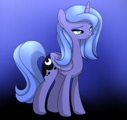 Size: 1080x1023 | Tagged: safe, artist:fotasy, princess luna, alicorn, pony, female, lidded eyes, mare, s1 luna, solo, younger