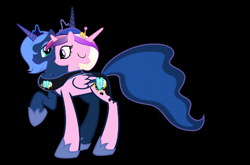 Size: 3489x2297 | Tagged: safe, artist:theunknowenone1, princess cadance, princess luna, alicorn, pony, conjoined, female, filly, four heads, fusion, mare, multiple heads