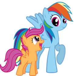 Size: 884x904 | Tagged: safe, artist:sasukex125, rainbow dash, scootaloo, pegasus, pony, simple background, transparent background, vector