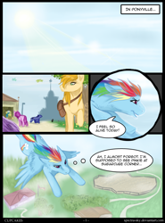 Size: 600x810 | Tagged: safe, artist:spectra-sky, derpibooru import, rainbow dash, pegasus, pony, comic:cupcakes, fanfic:cupcakes, comic, dialogue, flying, foreshadowing, grimdark source