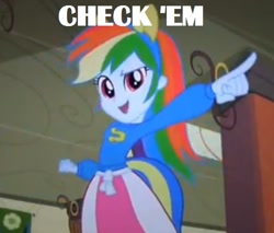 Size: 648x552 | Tagged: safe, rainbow dash, equestria girls, equestria girls (movie), check em, image macro, solo