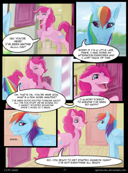 Size: 600x810 | Tagged: safe, artist:spectra-sky, derpibooru import, pinkie pie, rainbow dash, earth pony, pegasus, pony, comic:cupcakes, fanfic:cupcakes, comic, dialogue, grimdark source