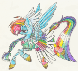 Size: 800x734 | Tagged: safe, artist:xenon, rainbow dash, pegasus, pony, clothes, dress, solo, traditional art