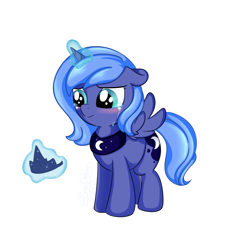 Size: 3000x3000 | Tagged: safe, artist:saralien, princess luna, alicorn, pony, crown, crying, female, filly, jewelry, magic, regalia, sad, simple background, solo, woona, younger