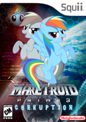 Size: 705x1000 | Tagged: safe, artist:nickyv917, rainbow dash, pegasus, pony, box art, metroid, metroid prime, metroid prime 3: corruption, nintendo, parody, wii