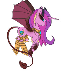 Size: 720x900 | Tagged: safe, artist:slamjam, princess cadance, alicorn, demon, pony, succubus, armor, horns, solo