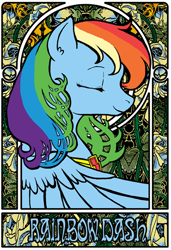 Size: 400x586 | Tagged: safe, artist:meru, rainbow dash, pegasus, pony, element of loyalty, modern art, nouveau, solo