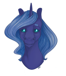 Size: 1300x1500 | Tagged: safe, artist:ask-ravenclaw, princess luna, alicorn, horse, pony, bust, female, glowing eyes, mare, simple background, solo, white background