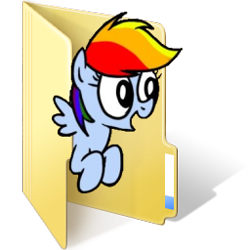 Size: 256x256 | Tagged: safe, artist:starwingcorona, rainbow dash, pegasus, pony, mentally advanced series, computer icon, folder, rainbow dash presents, solo