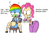 Size: 756x492 | Tagged: safe, artist:montatora, derpibooru import, edit, pinkie pie, rainbow dash, belly, cupcake, humanized, stuffed