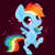 Size: 800x800 | Tagged: safe, artist:coffeecuppup, derpibooru import, part of a set, rainbow dash, pegasus, pony, bipedal, blushing, crossed hooves, cute, dashabetes, grin, heart, looking at you, smiling, solo, spread wings, wingding eyes