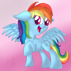 Size: 2000x2000 | Tagged: safe, artist:laptopbrony, derpibooru import, rainbow dash, pegasus, pony, chest fluff, looking at you, solo, spread wings