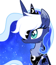 Size: 1029x1200 | Tagged: safe, artist:sugaryicecreammlp, princess luna, alicorn, pony, alternate design, bust, portrait, simple background, solo, transparent background