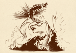 Size: 984x690 | Tagged: safe, artist:skrapbox, princess luna, alicorn, pony, magic, monochrome, sketch, solo