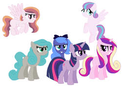 Size: 992x736 | Tagged: safe, artist:janethepegasus, applejack, fluttershy, pinkie pie, princess cadance, princess celestia, princess flurry heart, princess luna, queen chrysalis, rainbow dash, rarity, twilight sparkle, twilight sparkle (alicorn), unicorn twilight, alicorn, changeling, changeling queen, earth pony, pegasus, pony, unicorn, alicorn pentarchy, alicorn tetrarchy, alternate universe, base used, female, mane six, mare, ponified, race swap, s1 luna, simple background, species swap, white background