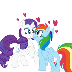 Size: 894x894 | Tagged: safe, derpibooru import, rainbow dash, rarity, pegasus, pony, unicorn, female, folded wings, heart, lesbian, raridash, shipping