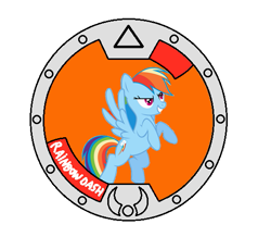 Size: 537x468 | Tagged: safe, derpibooru import, rainbow dash, pegasus, pony, yo-kai medal, yo-kai watch, yokai medal