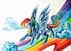 Size: 800x576 | Tagged: safe, artist:lucky978, rainbow dash, pegasus, pony, rainbow, solo, traditional art