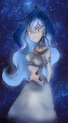 Size: 721x1298 | Tagged: safe, artist:nati789, princess luna, human, clothes, dress, female, humanized, smiling, solo