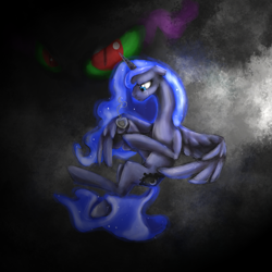 Size: 1271x1273 | Tagged: safe, artist:nati789, king sombra, princess luna, alicorn, pony, unicorn, crying, female, jewelry, lumbra, male, pendant, shipping, straight