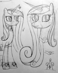 Size: 800x1008 | Tagged: safe, artist:supra80, princess cadance, alicorn, pony, clothes, collar, crown, cuffs, jewelry, pencil drawing, regalia, sketch, sketch dump, stockings, thigh highs, traditional art