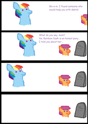 Size: 640x897 | Tagged: safe, derpibooru import, rainbow dash, scootaloo, pegasus, pony, comic, comic sans, gravestone