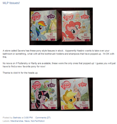 Size: 555x588 | Tagged: safe, derpibooru import, applejack, pinkie pie, rainbow dash, twilight sparkle, earth pony, pegasus, pony, equestria daily, merchandise, tissue, tissue box