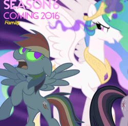 Size: 500x489 | Tagged: safe, derpibooru import, screencap, princess celestia, rainbow dash, alicorn, pegasus, pony, season 6, fake, faker than a three dollar bill, seems legit, show accurate