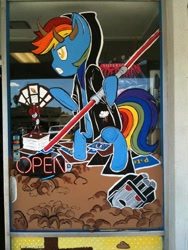 Size: 540x720 | Tagged: safe, rainbow dash, pegasus, pony, crossover, darth maul, mural, photo, star wars, starscream, transformers