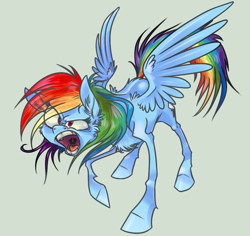 Size: 929x877 | Tagged: safe, artist:xenon, rainbow dash, pegasus, pony, angry, blue coat, female, mare, multicolored mane, solo